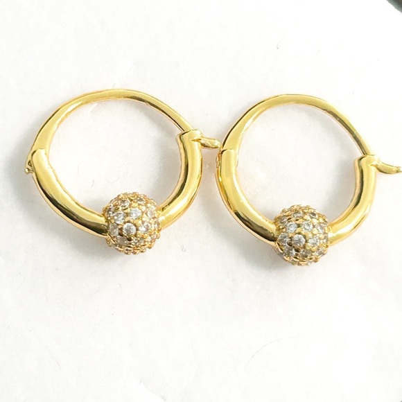 NWOT Sterling silver 18k yellow gold plated hoop earrings - Picture 2 of 11
